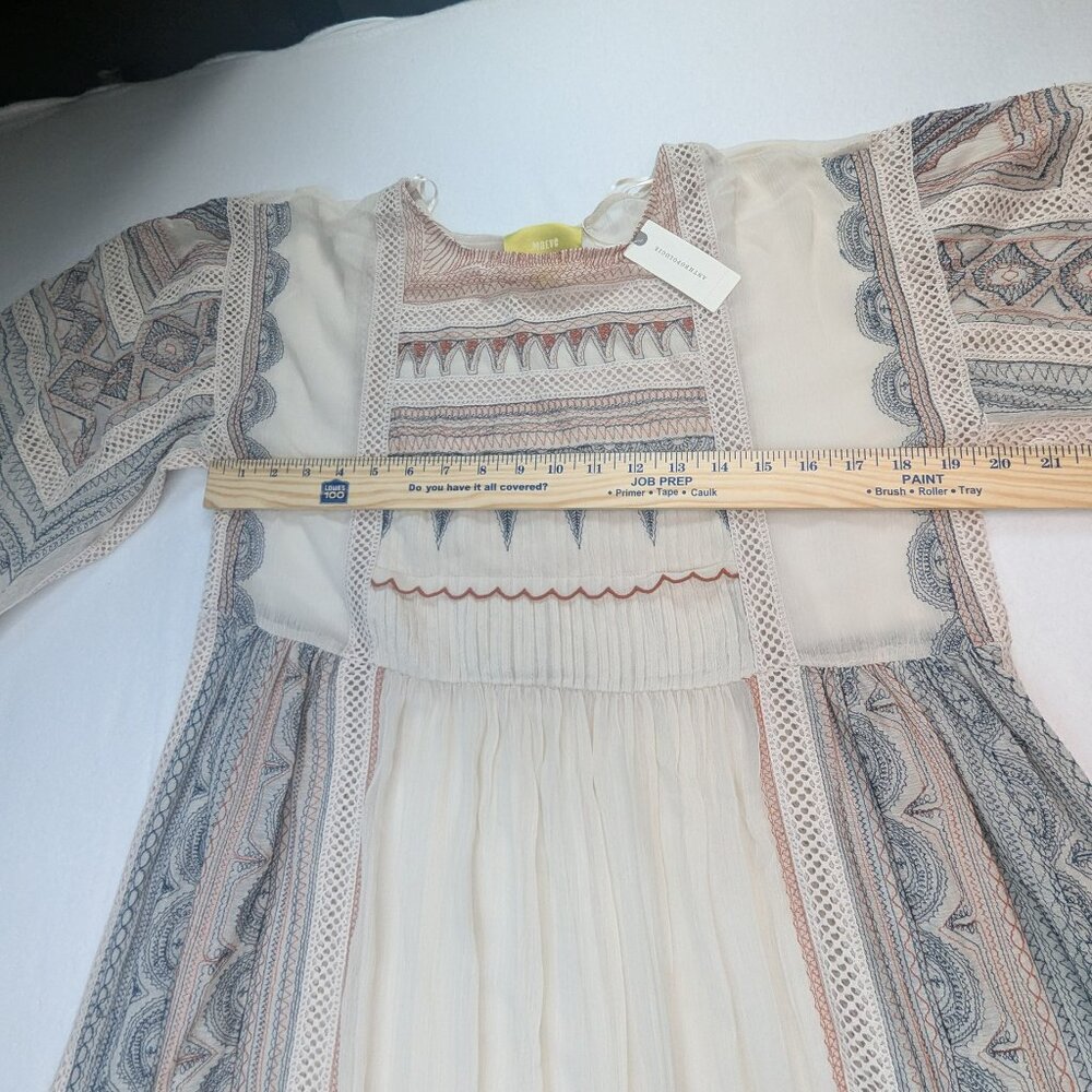 NWT Maeve Anthropologi Midi Dress SzXs Boho Embroidered Peasant Bell Sleeve - Picture 6 of 12